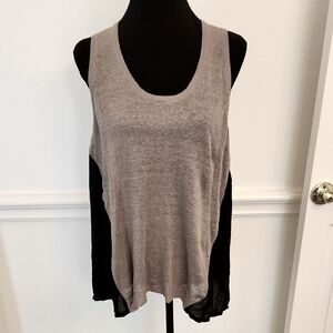 Women's Sleeveless Top in‎ Gray and Black With Sheer Inset Size Medium